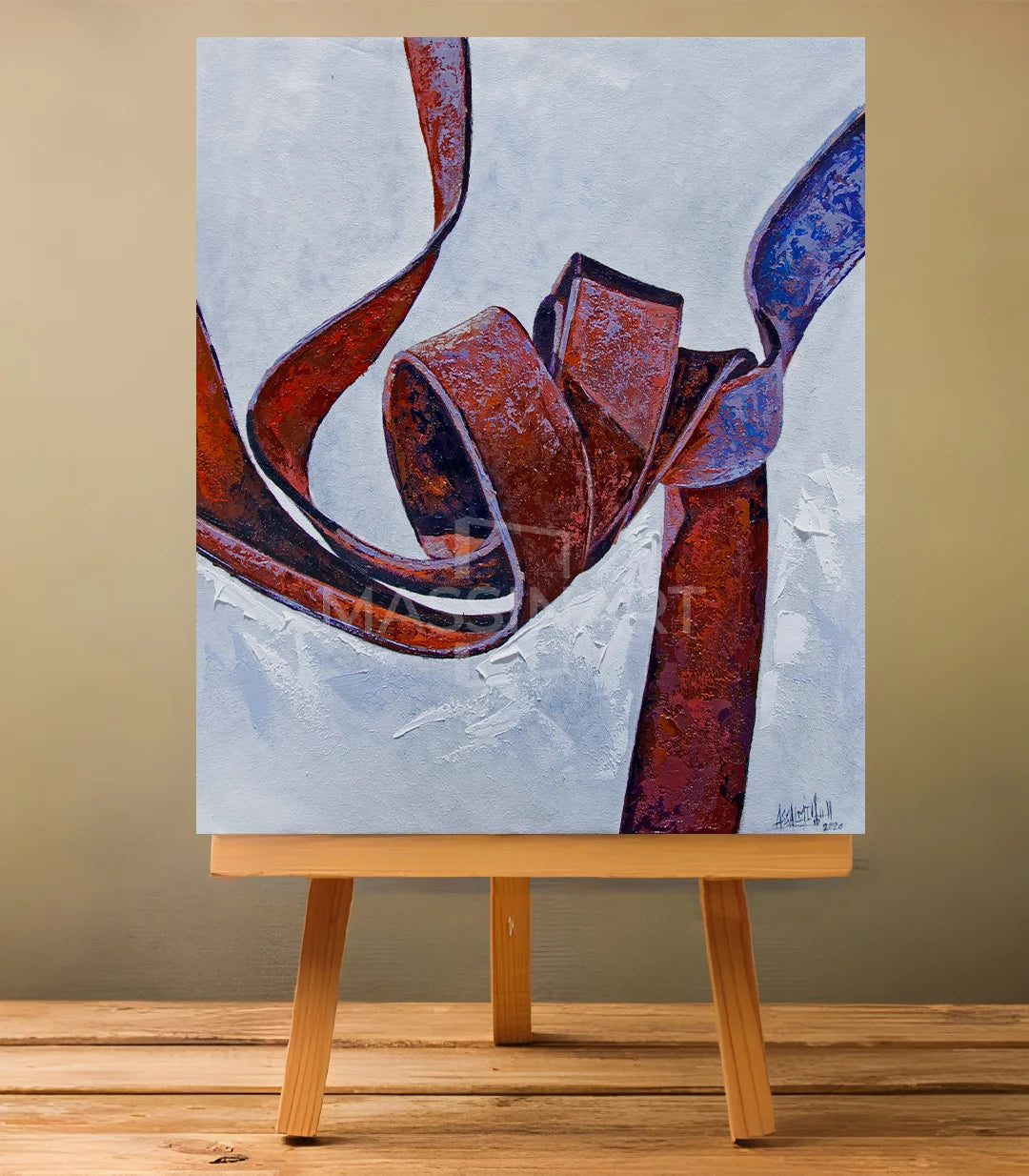 Nœud rouillé I - signé par l'artiste Mohamed Assalmi.